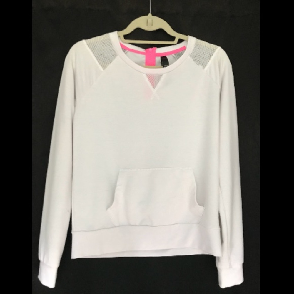 Long sleeve white running pullover